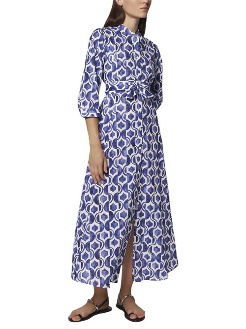 abito donna fantasia geometrica blu e bianco